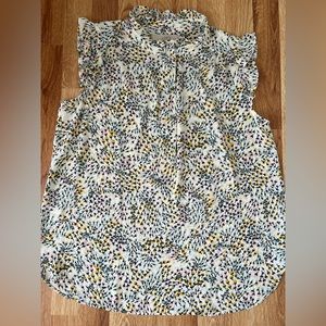 LOFT Ruffle-sleeve floral shell top LIKE NEW (Medium)